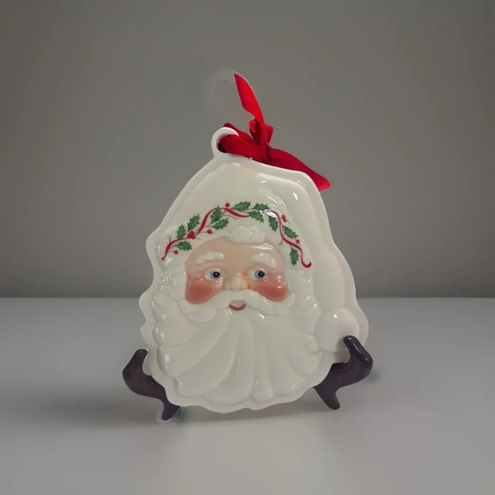 Lenox Holiday Christmas Santa Cookie Press Mold Ornament Porcelain Decor 7